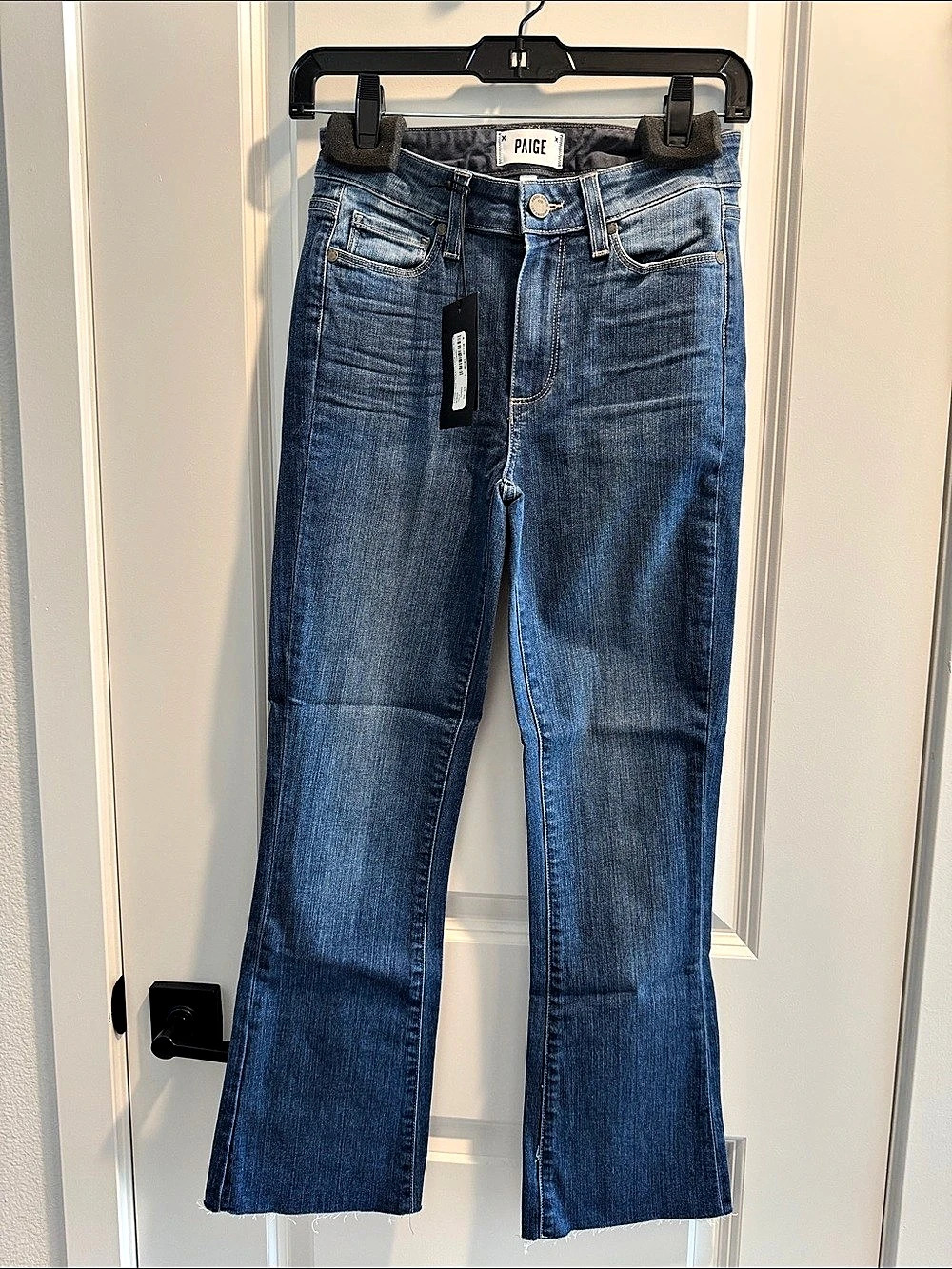 Paige Colette Crop Flare Jeans Blue Waist 25